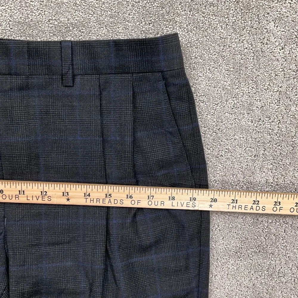 Ralph Lauren Suit Men 40R‎ 30W 27L Gray Royal Blue Windowpane Plaid Classic Wool